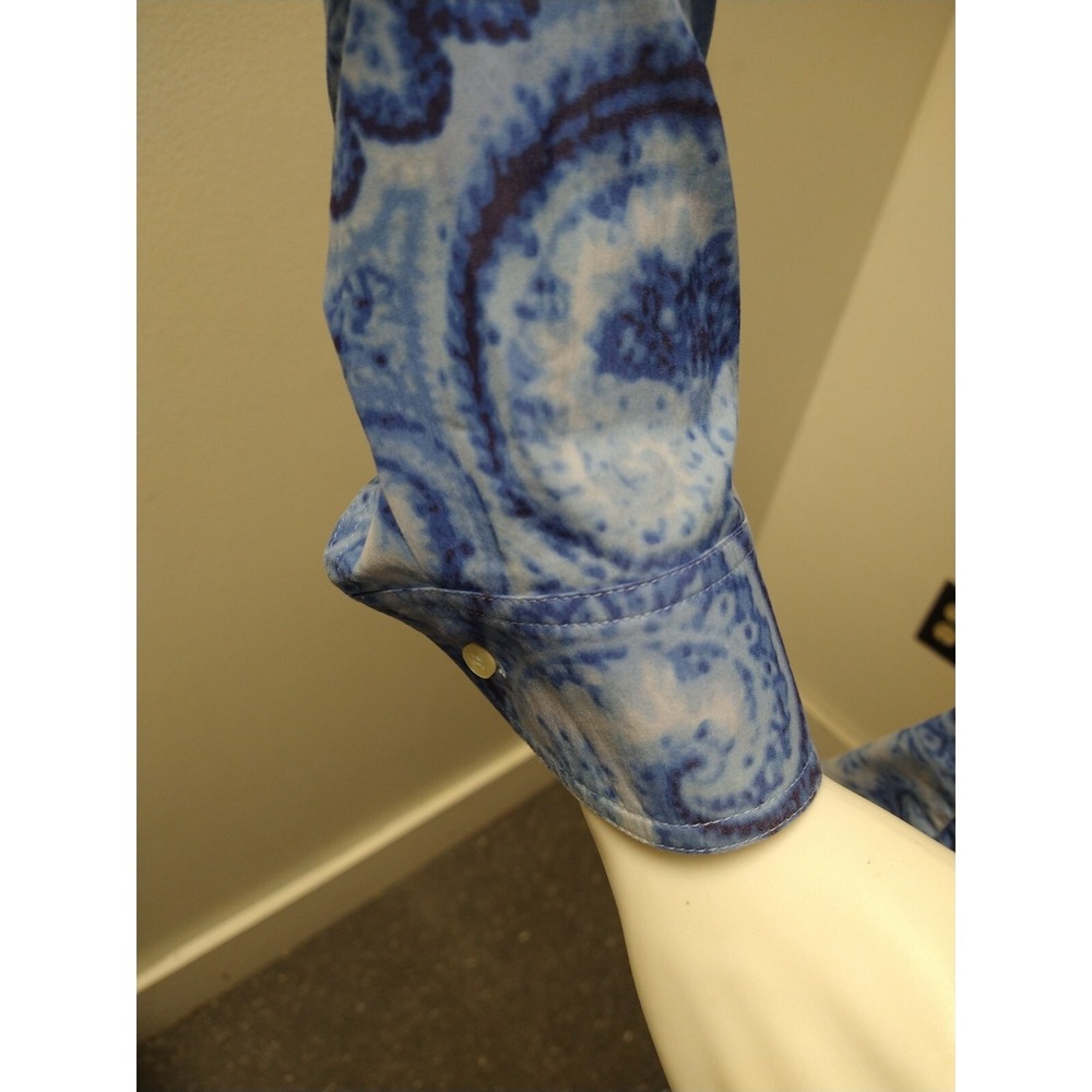 Escada Sport Blue Paisley Stretch Button Front Top Womens 36 S/M Casual Preppy - Picture 5 of 7